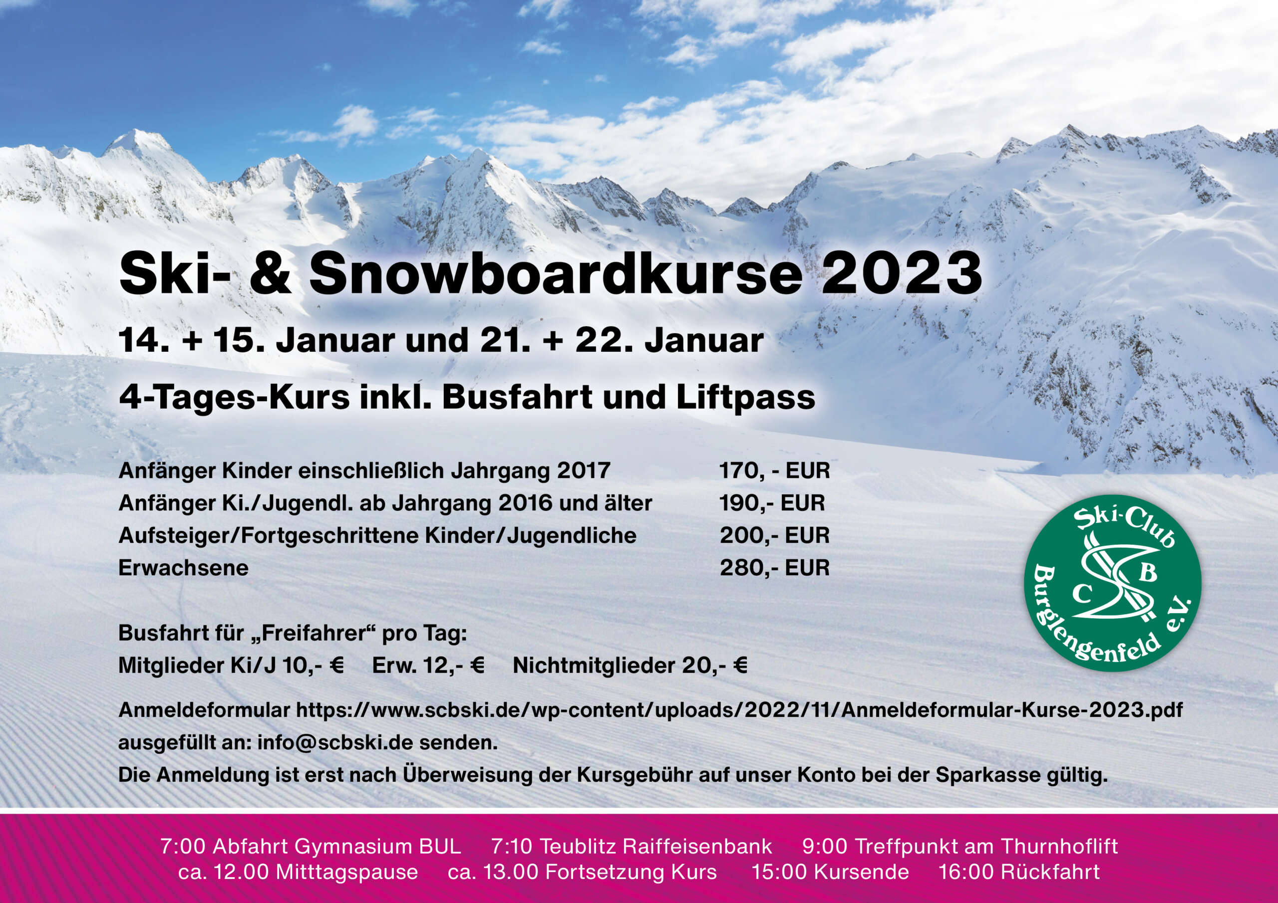 Read more about the article Ski & Snowboardkurs 2023 *verschoben*